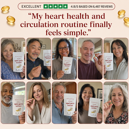 ROSALICA Odorless Aged Garlic Extract Softgels | 300 Count | Heart Health, Circulation & Blood Flow Support