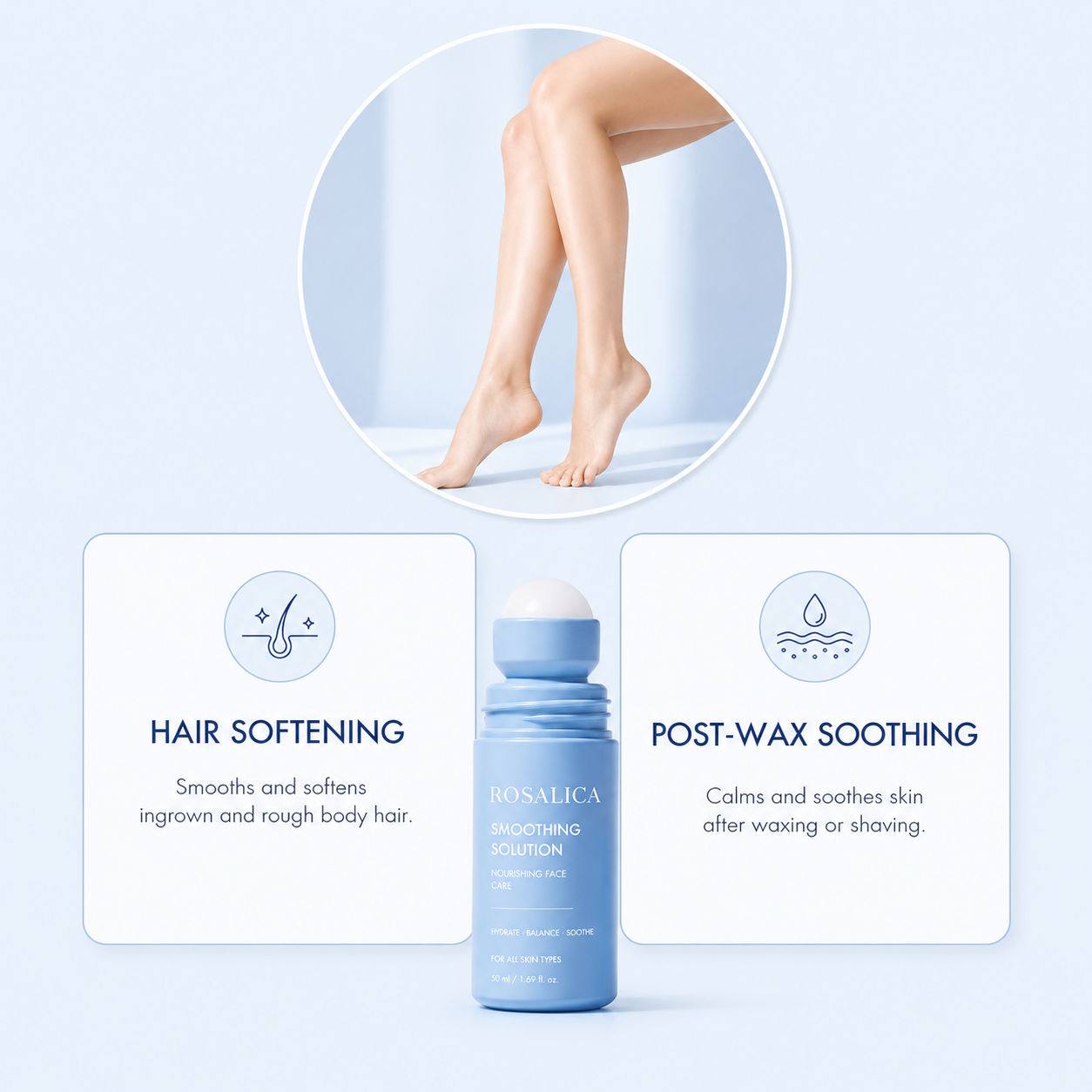 Rosalica™ Smoothing Solution — Silky Skin After Every Wax. Roll On. Done.