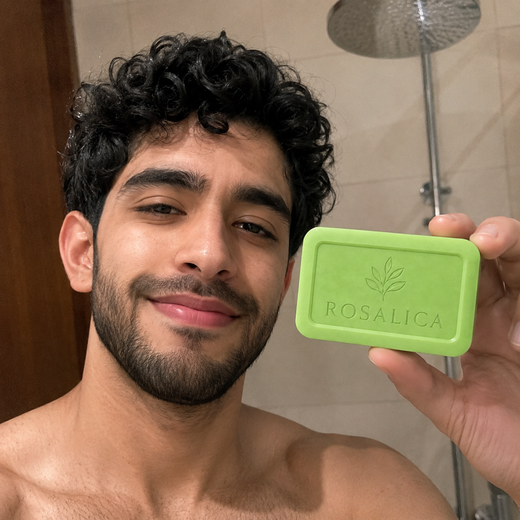 Customer holding Rosalica soap
