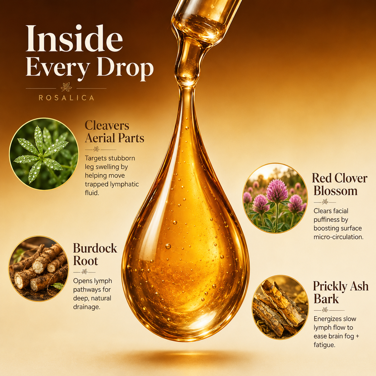 Rosalica™ Lymphatic Drainage Drops — Wake Up Lighter. Every Single Morning.