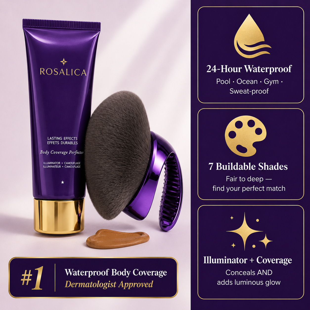 Rosalica™ Body Coverage Perfector — Red Carpet Skin. Every Single Day.