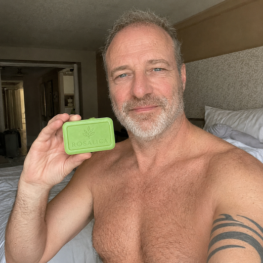 Customer holding Rosalica soap