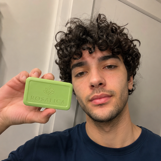 Customer holding Rosalica soap