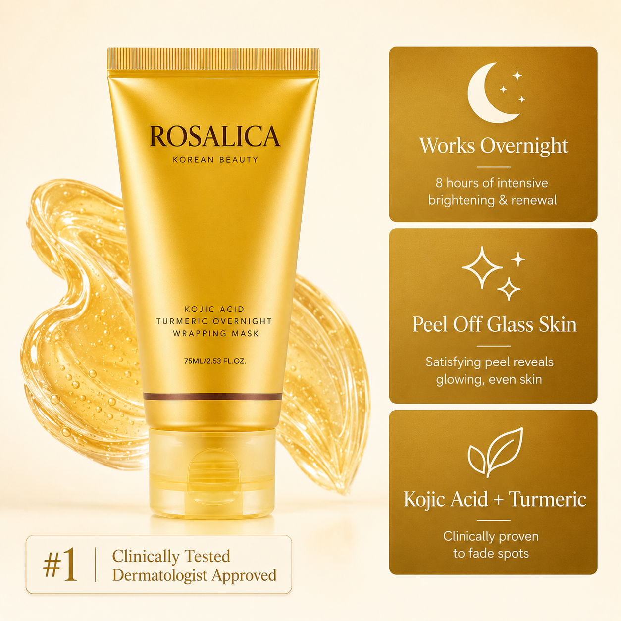 Rosalica™ Kojic Acid Turmeric Overnight Wrapping Mask