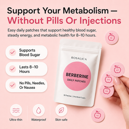 Rosalica Berberine Daily Patches — 30-Day Supply | Blood Sugar, Metabolism & Craving Support