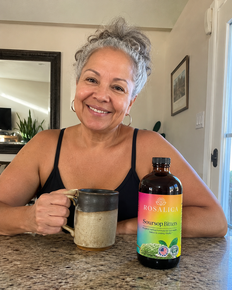 Customer enjoying her daily botanical routine