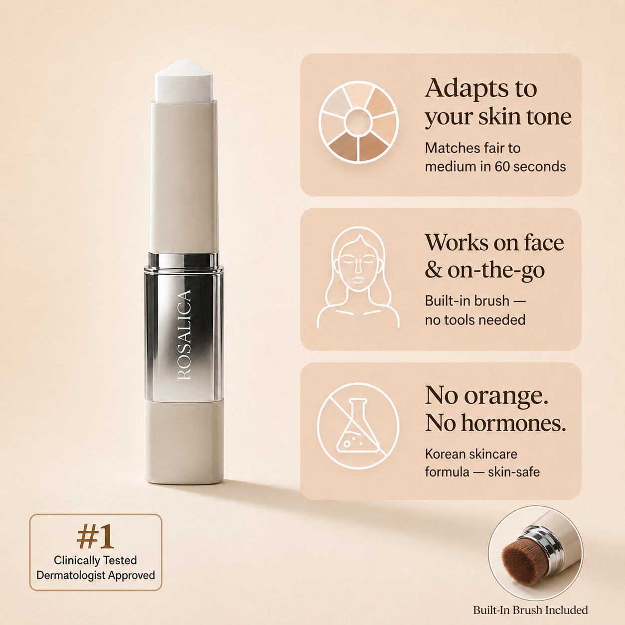 Rosalica™ Foundation Stick — One Stick. Every Skin Tone.