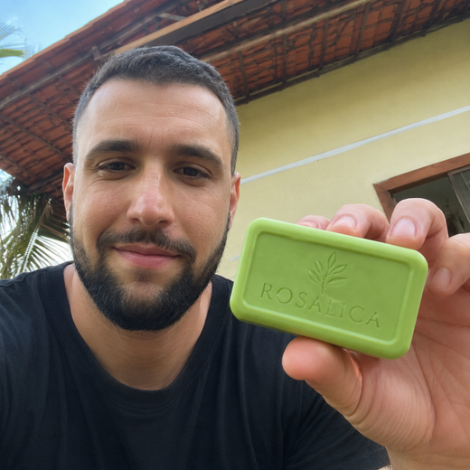 Customer holding Rosalica soap