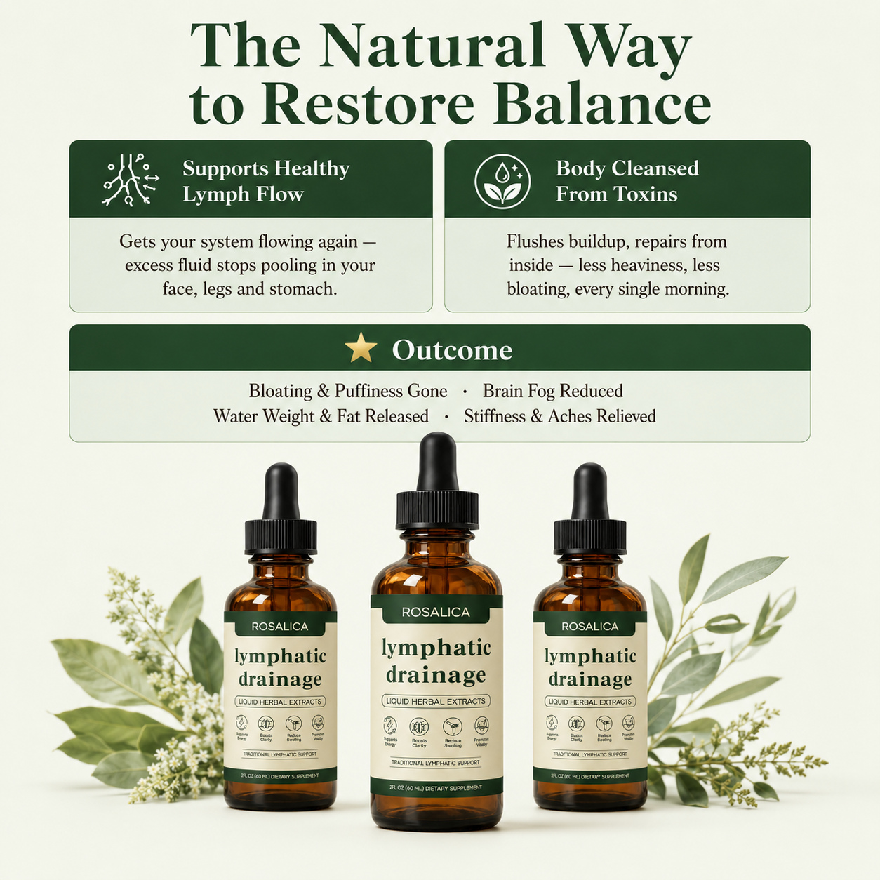 Rosalica™ Lymphatic Drainage Drops — Wake Up Lighter. Every Single Morning.