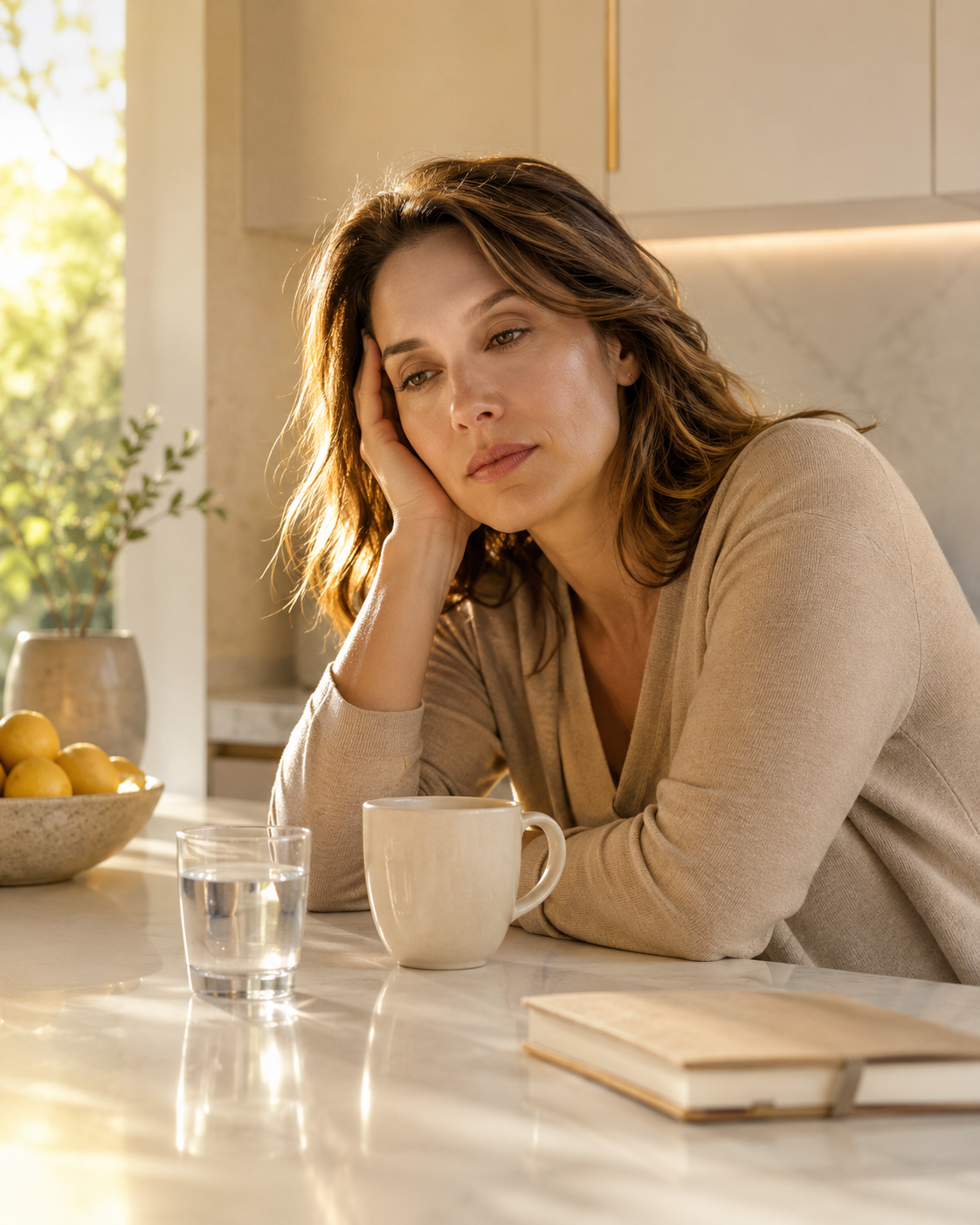 Adult woman feeling tired in the morning