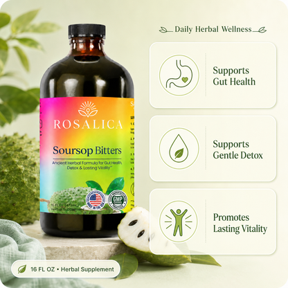 Rosalica Soursop Bitters Herbal Supplement | Plant-Based Daily Wellness Formula | 16 FL OZ (473mL)