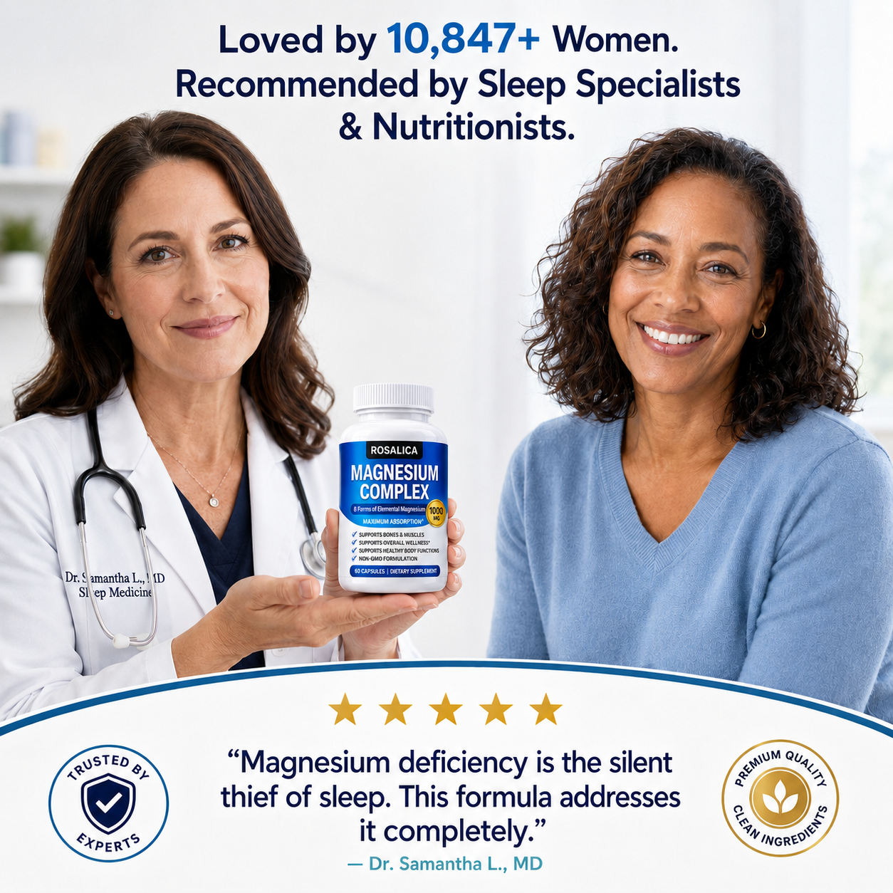 Rosalica Magnesium Complex 1000mg | 8 Forms of Elemental Magnesium | 90 Capsules