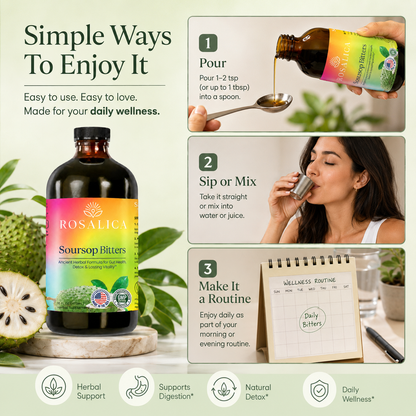 Rosalica Soursop Bitters Herbal Supplement | Plant-Based Daily Wellness Formula | 16 FL OZ (473mL)