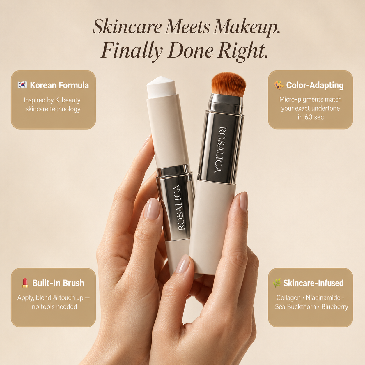 Rosalica™ Foundation Stick — One Stick. Every Skin Tone.