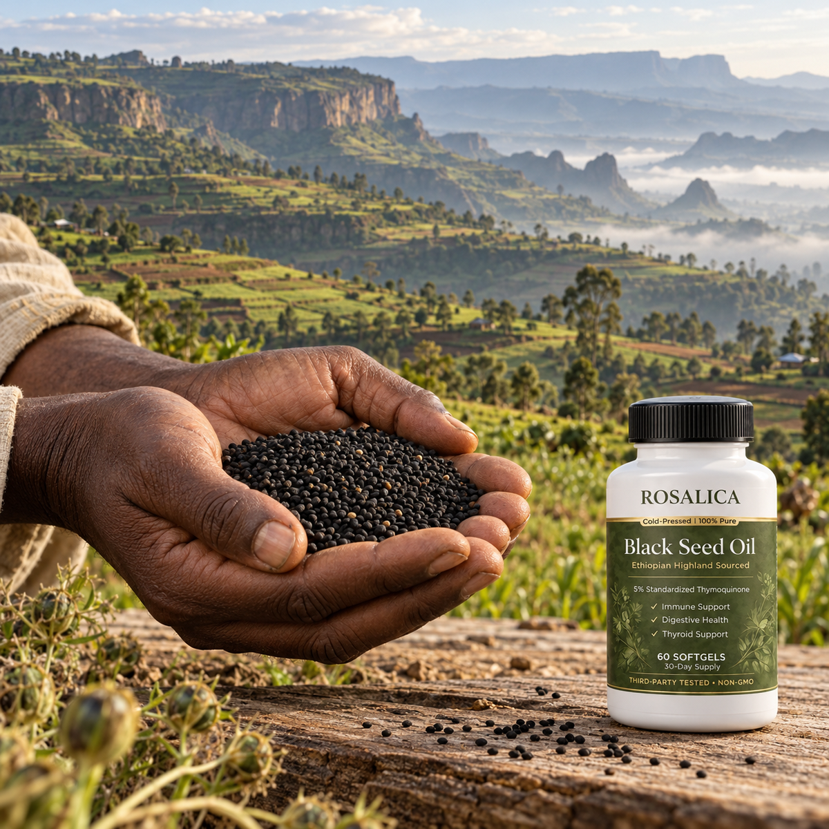 Rosalica Black Seed Oil with black seeds and cold-pressed oil