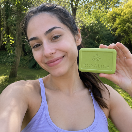 Customer holding Rosalica soap