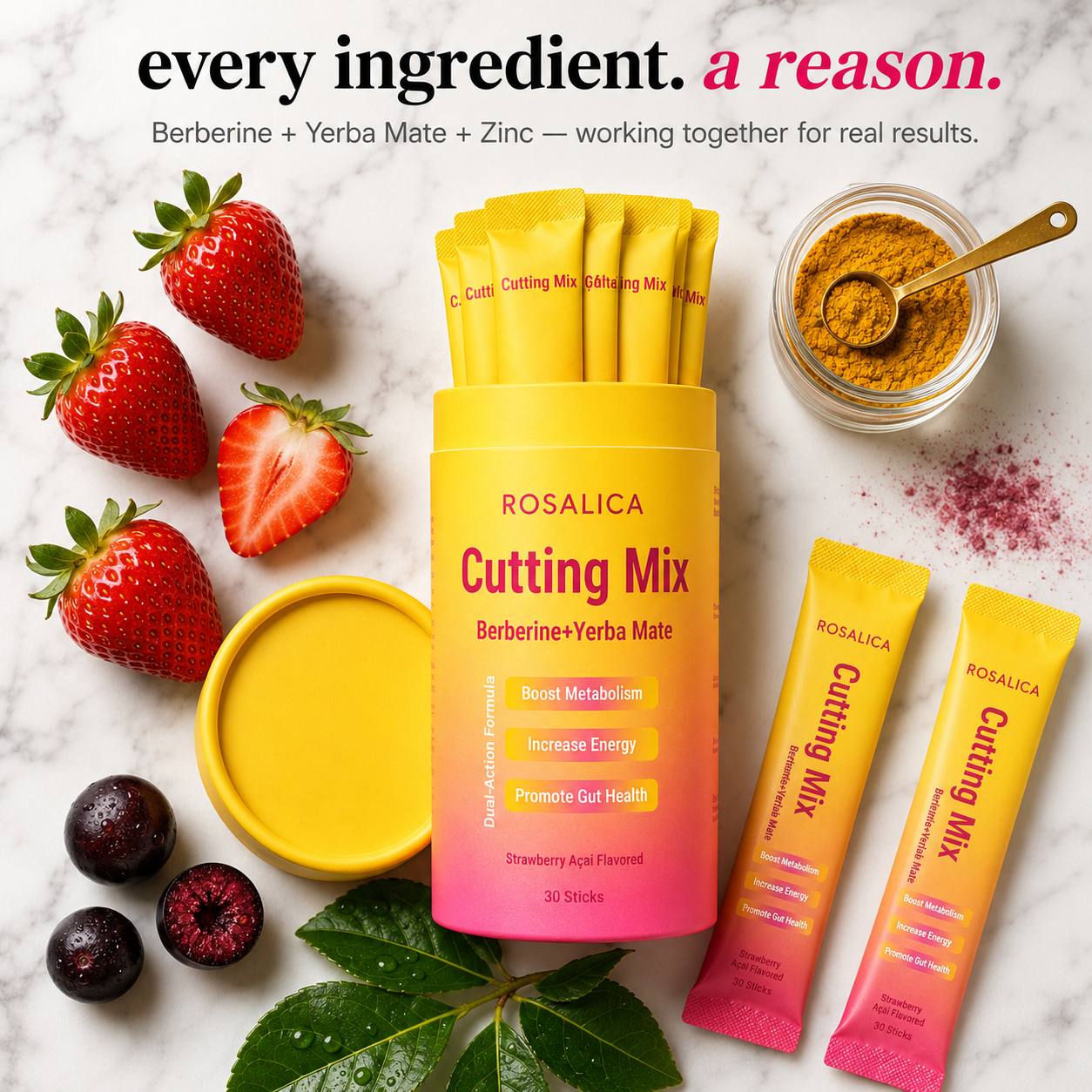 Rosalica Cutting Mix — Berberine + Yerba Mate Metabolism Booster
