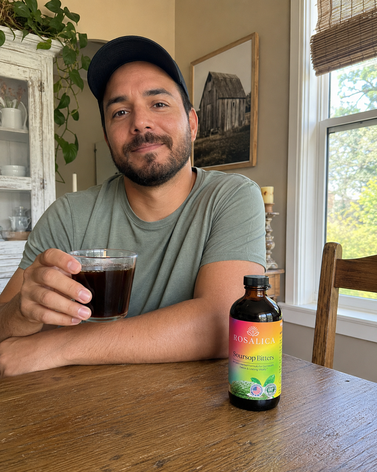 Customer holding a cup with herbal wellness drink