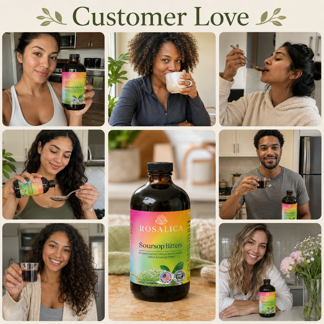 Rosalica Soursop Bitters Herbal Supplement | Plant-Based Daily Wellness Formula | 16 FL OZ (473mL)