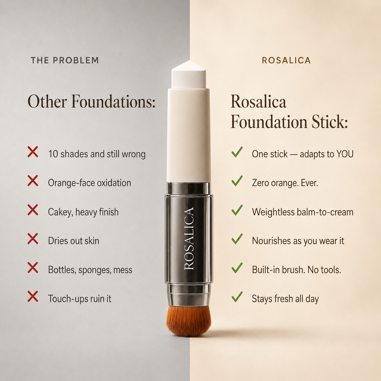 Rosalica™ Foundation Stick — One Stick. Every Skin Tone.
