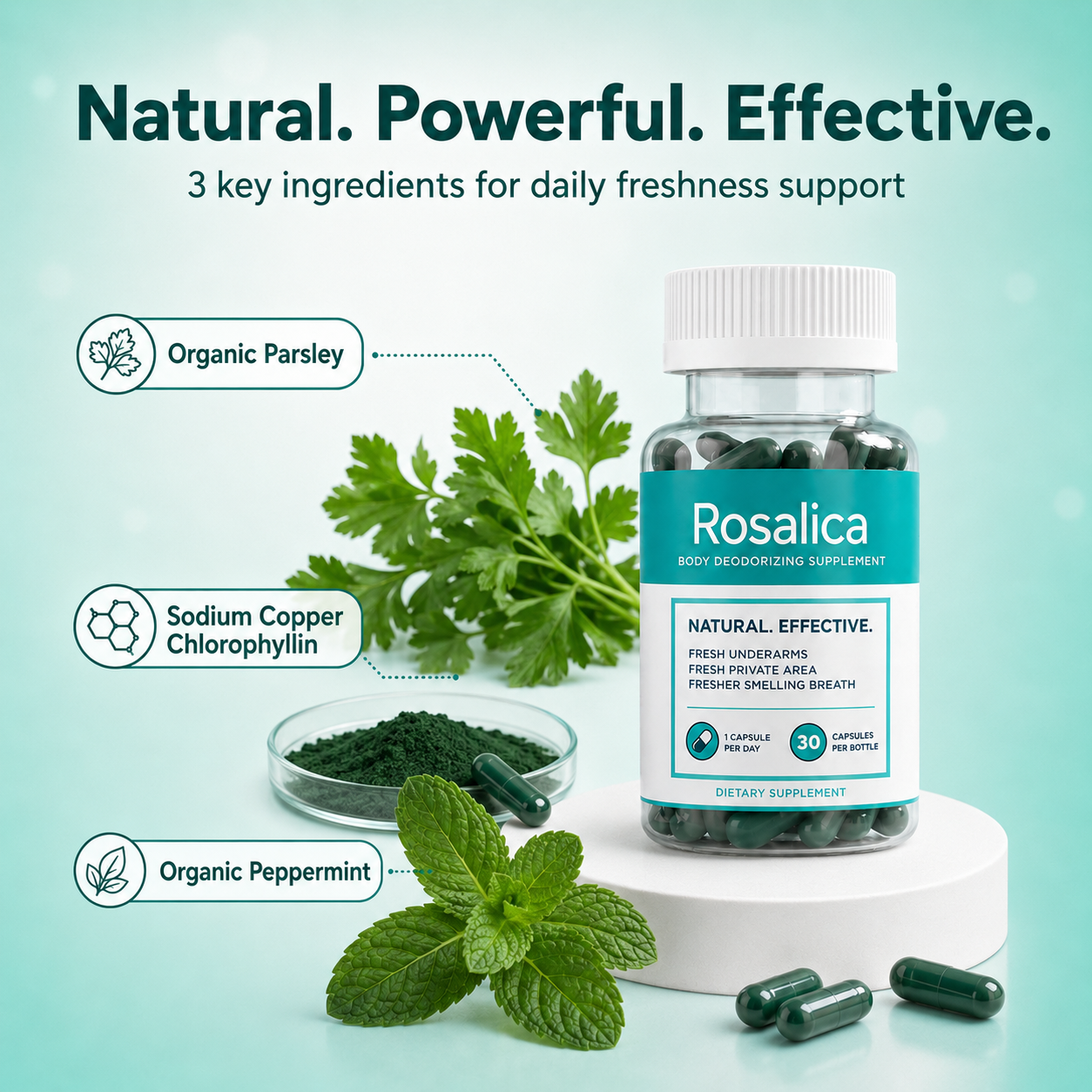 Rosalica Chlorophyll Supplement Internal Deodorant