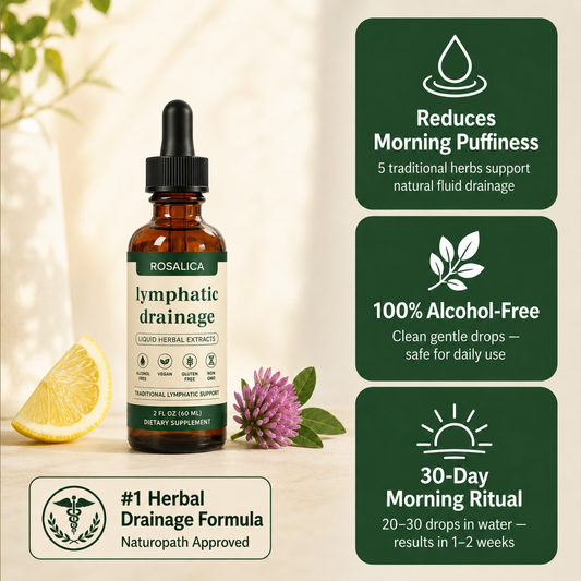 Rosalica™ Lymphatic Drainage Drops — Wake Up Lighter. Every Single Morning.
