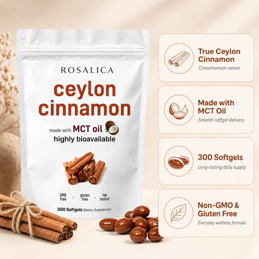 Rosalica Ceylon Cinnamon Softgels with MCT Oil | 300 Softgels