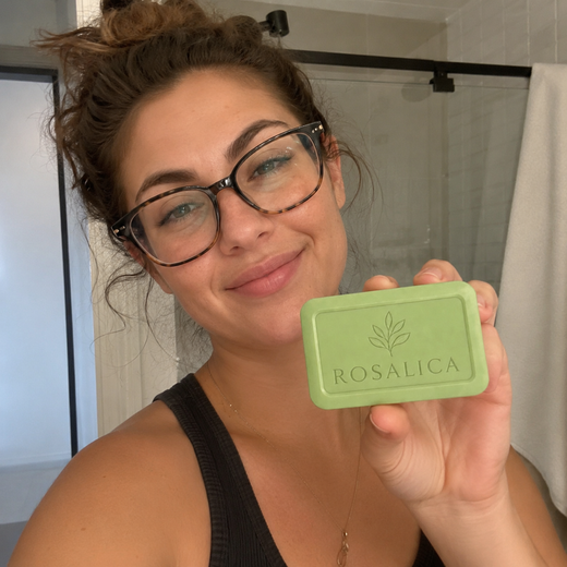 Customer holding Rosalica soap
