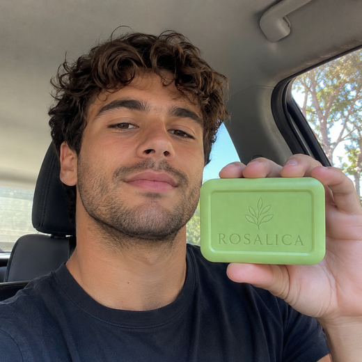 Customer holding Rosalica soap