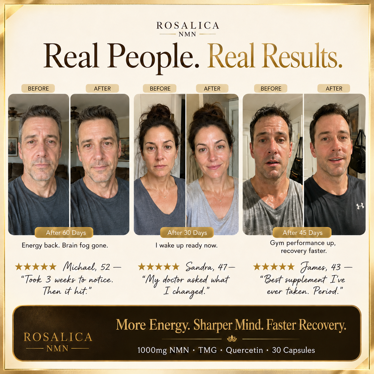 Rosalica™ NMN 1000mg — The Longevity Supplement. Feel It In 30 Days.