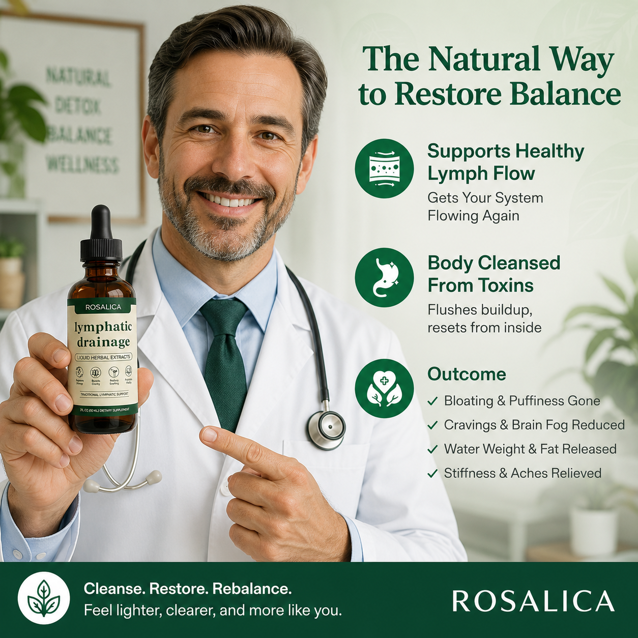 Rosalica™ Lymphatic Drainage Drops — Wake Up Lighter. Every Single Morning.