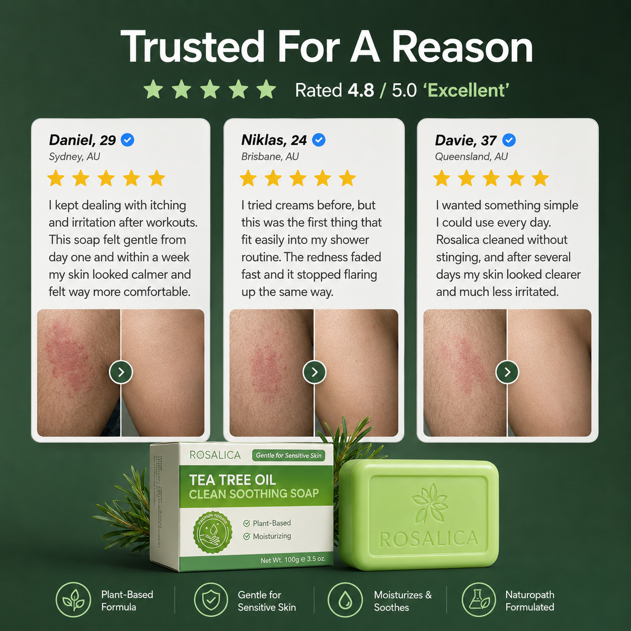 Rosalica Tea Tree Antifungal Soap