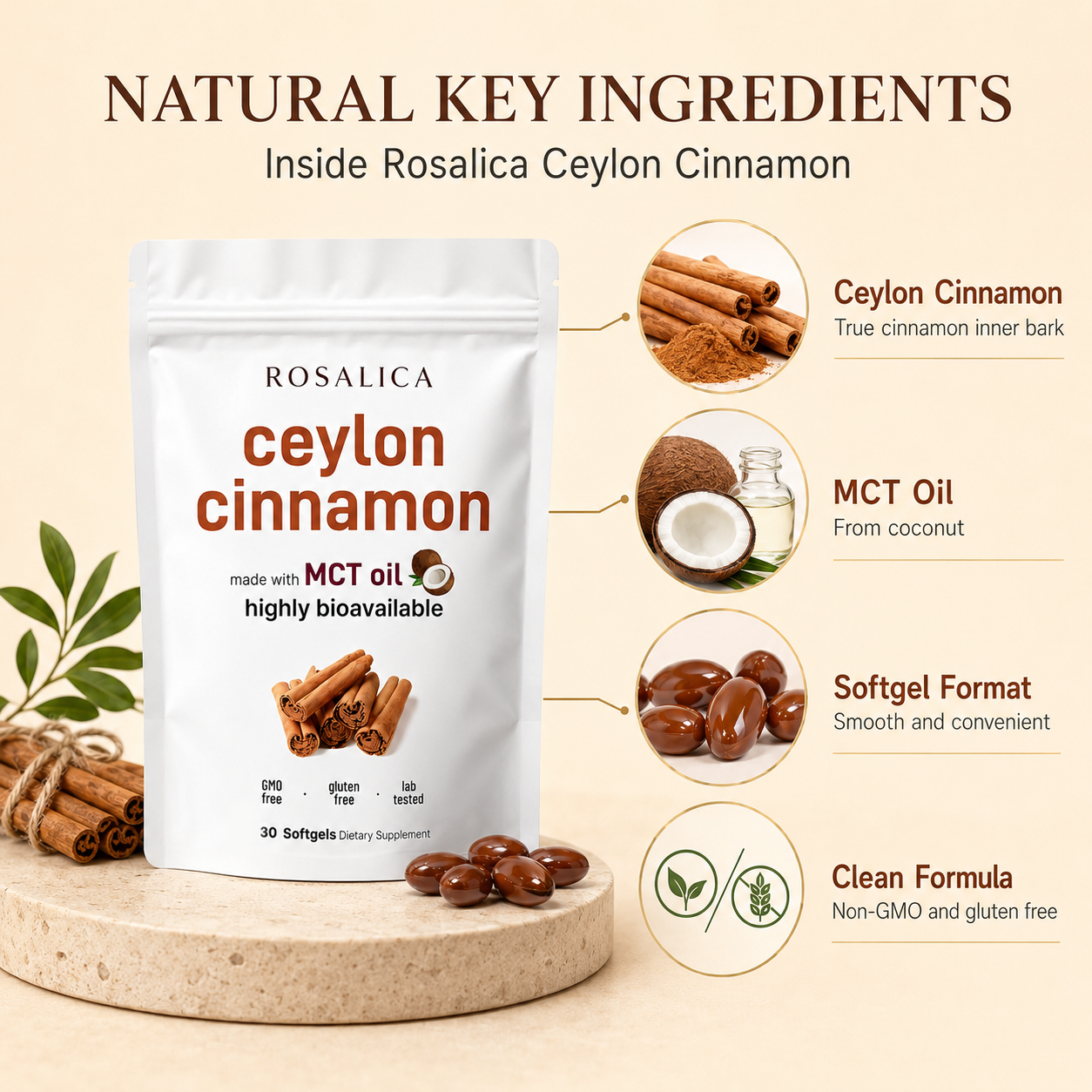 Rosalica Ceylon Cinnamon Softgels