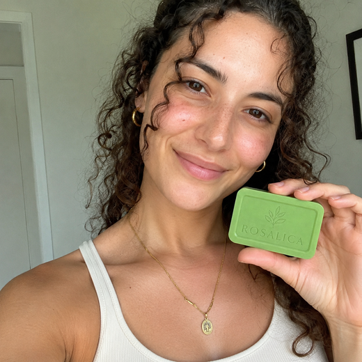 Customer holding Rosalica soap