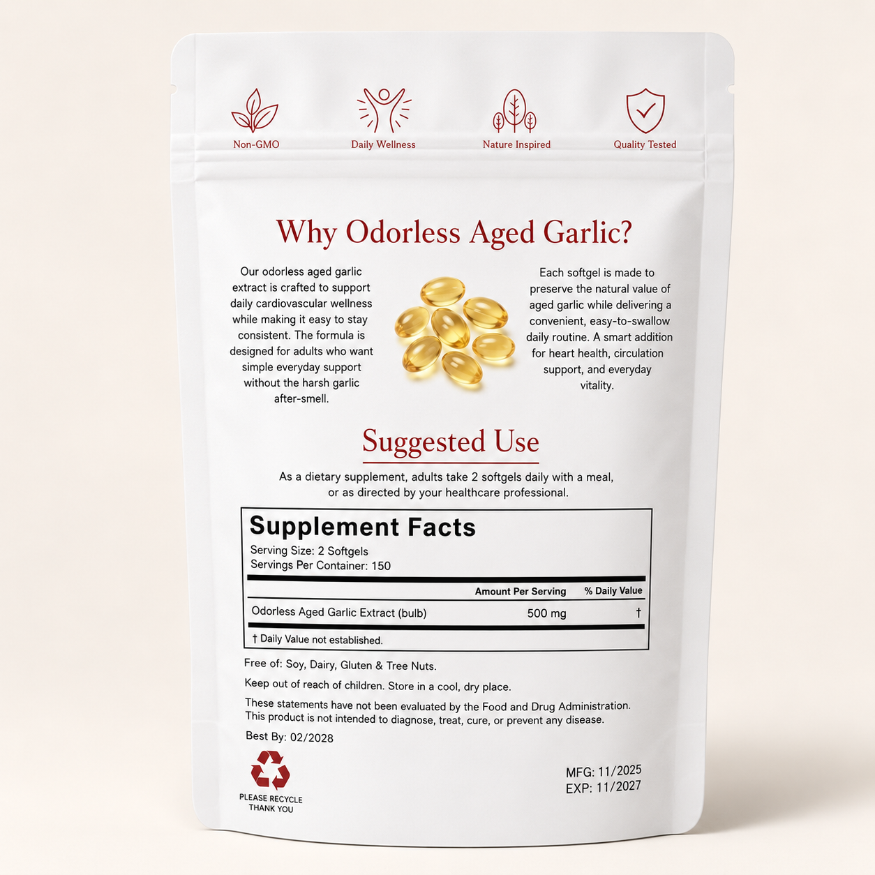 ROSALICA Odorless Aged Garlic Extract Softgels | 300 Count | Heart Health, Circulation & Blood Flow Support