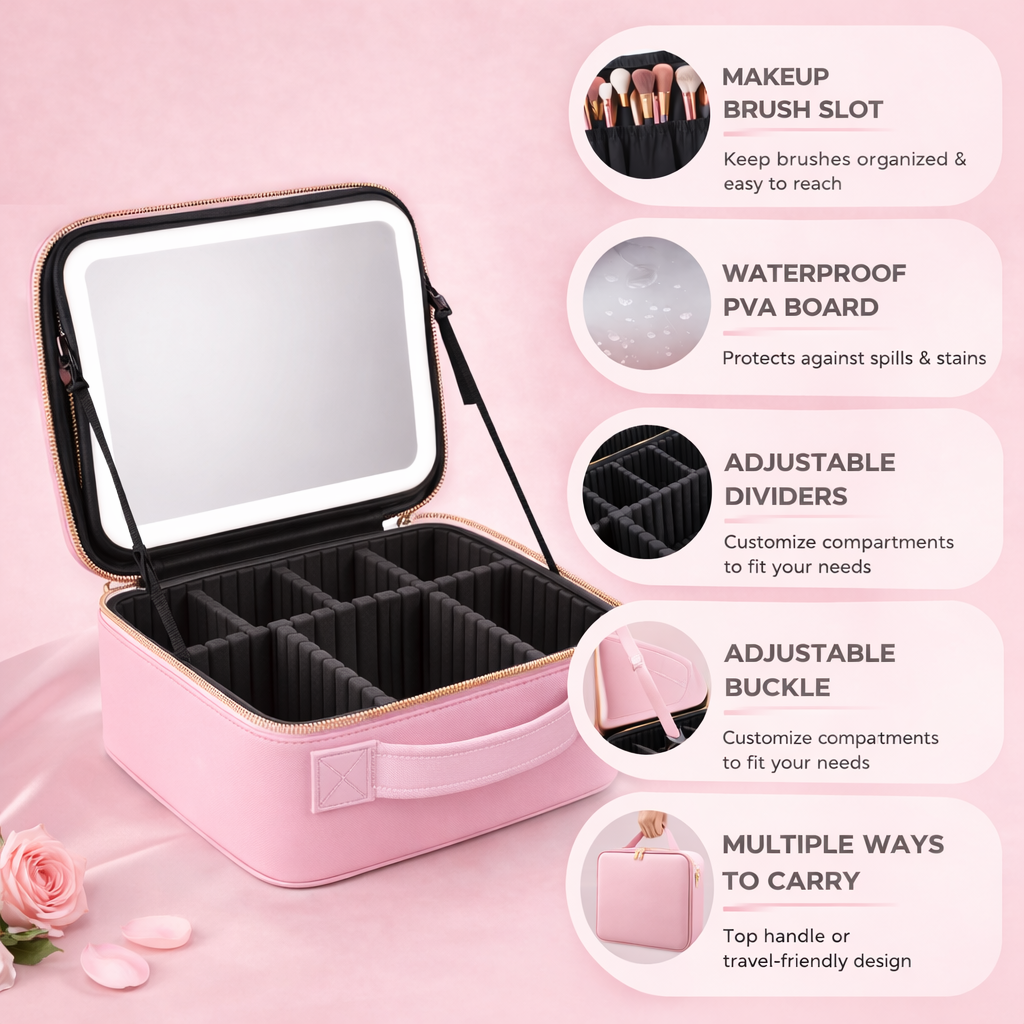 Rosalica LED Mirror Travel Makeup Case