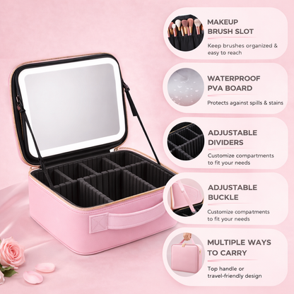 Rosalica LED Mirror Travel Makeup Case
