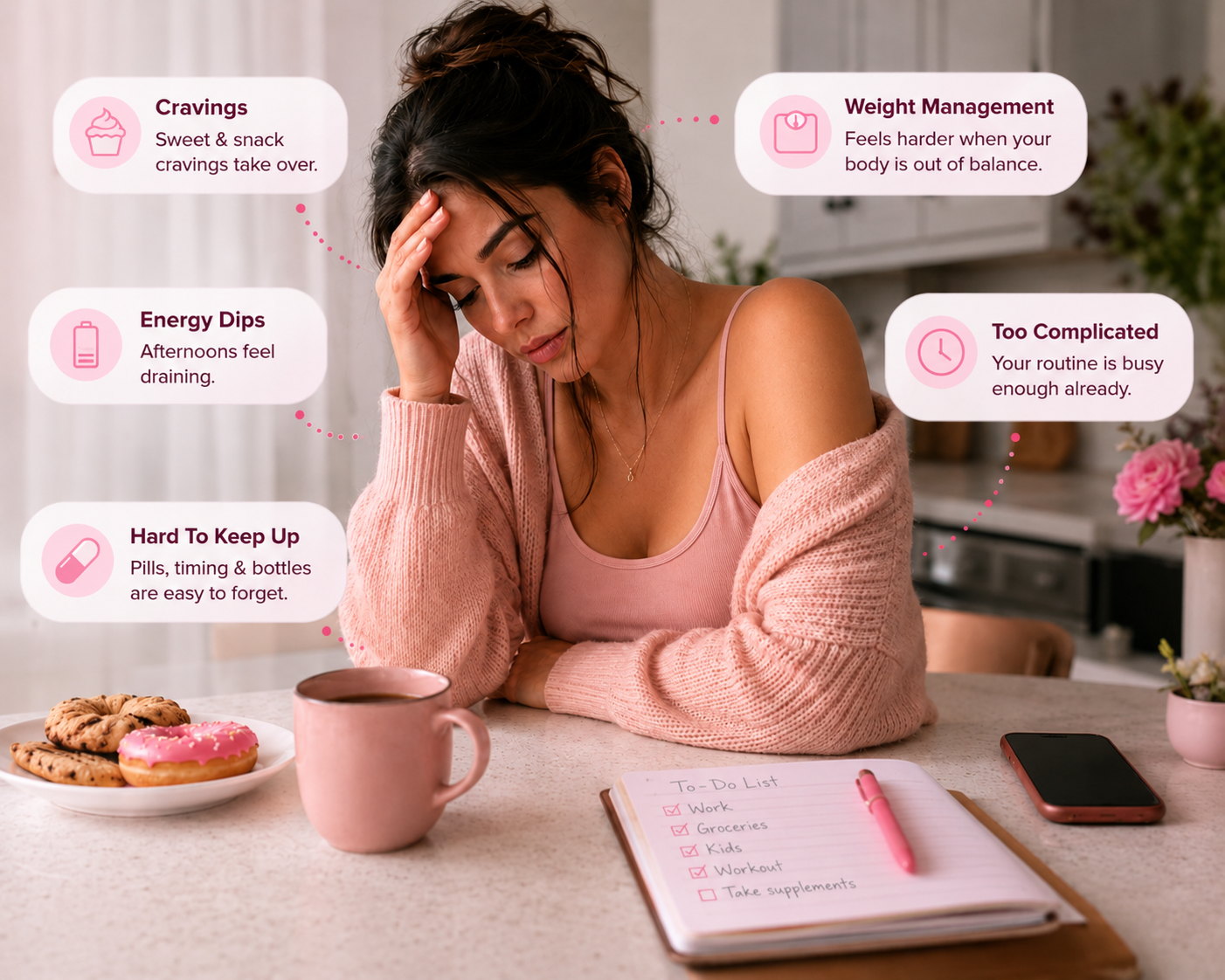 Woman feeling frustrated by cravings and daily routine