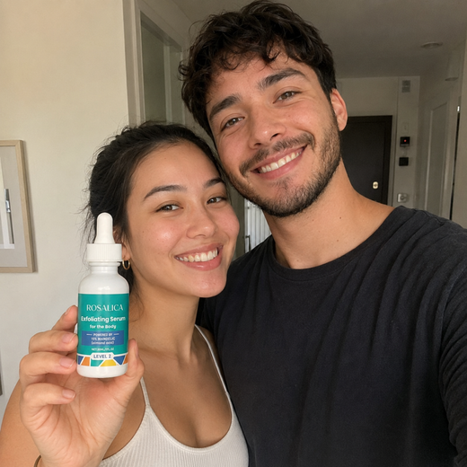 Customer holding Rosalica Exfoliating Serum