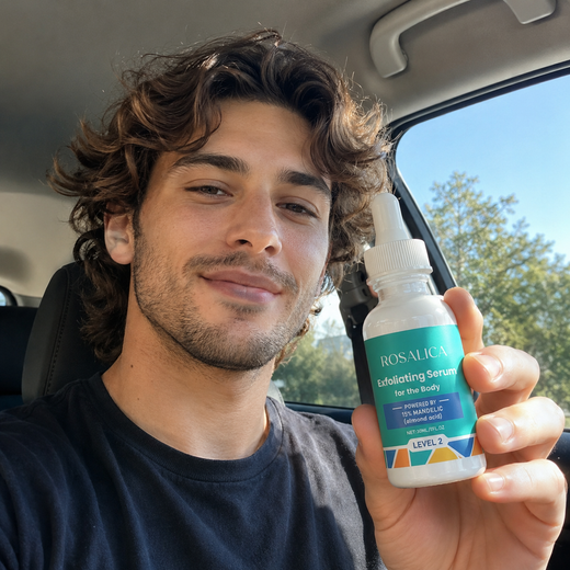Customer holding Rosalica Exfoliating Serum