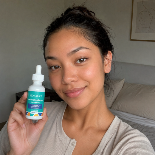 Customer holding Rosalica Exfoliating Serum