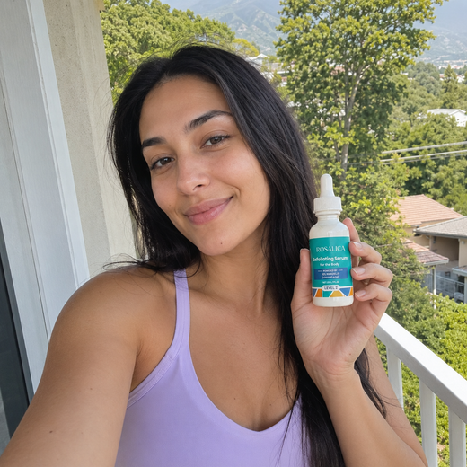 Customer holding Rosalica Exfoliating Serum