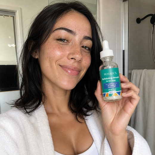 Customer holding Rosalica Exfoliating Serum